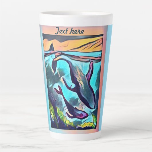 Moderne Whale Art Trivet Latte Tasse (Vorderseite)