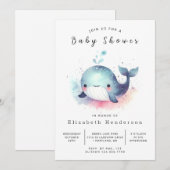 Moderne Whale Baby-Dusche Einladung (Vorne/Hinten)