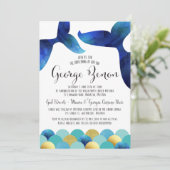 Moderne Whale-Inspiriert Weihnachtseinladung Einladung (Stehend Vorderseite)