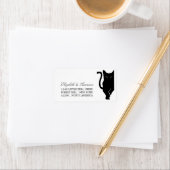 Moderne whimsical Black Cat Wedding Adressaufkleber (Insitu)