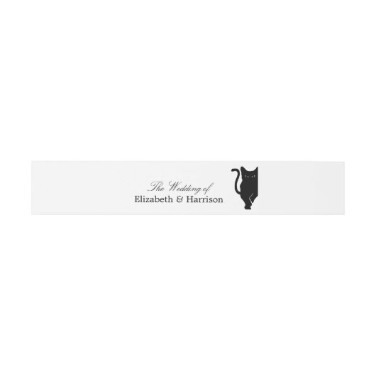 Moderne whimsical Black Cat Wedding Einladungsbanderole (Flach)