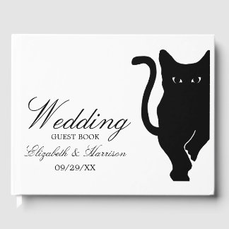 Moderne whimsical Black Cat Wedding Gästebuch