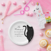 Moderne whimsical Black Cat Wedding Pappteller (Party)