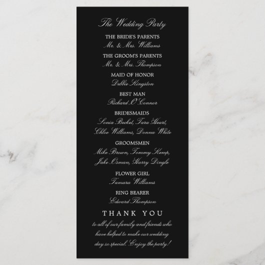 Moderne whimsical Black Cat Wedding Programm (Rückseite)