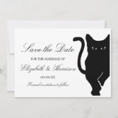 Moderne whimsical Black Cat Wedding Save The Date (Vorderseite)