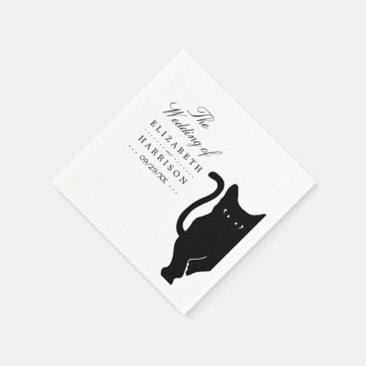 Moderne whimsical Black Cat Wedding Serviette (Ecke)