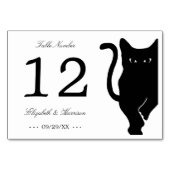 Moderne whimsical Black Cat Wedding Tischnummer (Vorderseite)