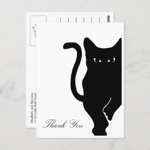 Moderne whimsical Black Cat Wedding Vielen Dank Postkarte