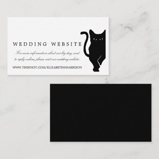 Moderne whimsical Black Cat Wedding Website Beilag Begleitkarte (Vorne/Hinten)