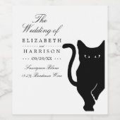 Moderne whimsical Black Cat Wedding Weinetikett (Einzelnes Label)