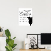 Moderne whimsical Black Cat Wedding Willkommen Poster (Heimbüro)
