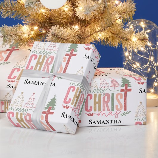 Moderne Whimsical Christ Mas Anpassbare Weihnachte Geschenkpapier (Feiertage)