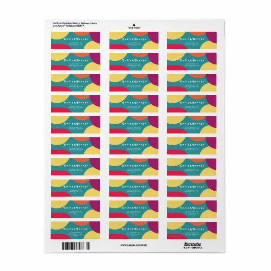 Moderne Whimsical Colorful Groovy Rücksendeadresse (Vorne)