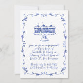 Moderne Whimsical Cupcake Doodle Engagement Party Einladung (Vorderseite)