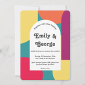 Moderne Whimsical farbenfrohe Groovy Abstrakte Hoc Einladung (Vorderseite)