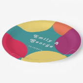 Moderne Whimsical farbenfrohe Groovy Abstrakte Hoc Pappteller (Schrägansicht)