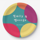 Moderne Whimsical farbenfrohe Groovy Abstrakte Hoc Pappteller (Vorderseite)