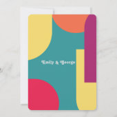 Moderne Whimsical farbenfrohe Groovy Abstrakte Hoc Save The Date (Rückseite)