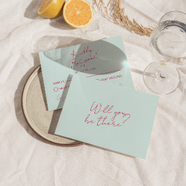 Moderne whimsical farbenfrohe Retro Fun Funky Wedd RSVP Karte