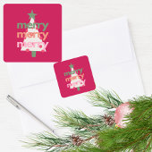 Moderne whimsical farbenfrohe Weihnachtskleber Quadratischer Aufkleber