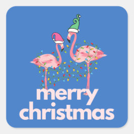 Moderne Whimsical Flamingo Weihnachtskleber Quadratischer Aufkleber