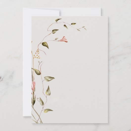 Moderne whimsical floral Boho Hochzeit retten das Einladung (Rückseite)