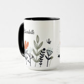 Moderne Whimsical Floral Personalisiert Name Tasse (Vorderseite Links)