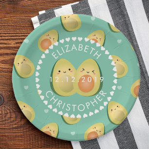 Moderne Whimsical Funny Avocados Niedliche Hochzei Pappteller