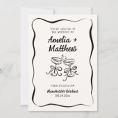 Moderne & whimsical Hand Drawn Wedding + Details Einladung (Vorderseite)