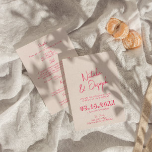 Moderne Whimsical Helle Retro All-In-One-Hochzeit Einladung