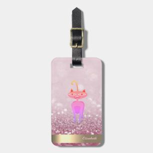 Moderne Whimsical-Katze Glitter Bokeh - Personalis Gepäckanhänger