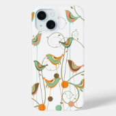 Moderne Whimsical Orange Aqua Summer Birds Wirbel Case-Mate iPhone Hülle (Rückseite)