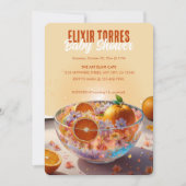Moderne Whimsical Orange Citrus Foto Babydusche Einladung (Vorderseite)