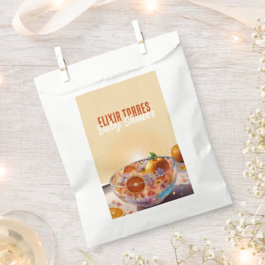 Moderne Whimsical Orange Citrus Foto Babydusche Geschenktütchen (Ausgeschnitten)