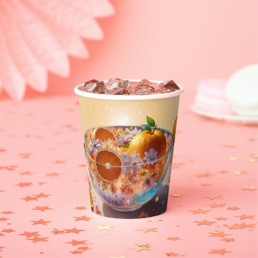 Moderne Whimsical Orange Citrus Foto Babydusche Pappbecher (Insitu)