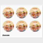 Moderne Whimsical Orange Citrus Foto Babydusche Runder Aufkleber (Blatt)