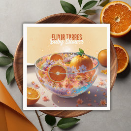 Moderne Whimsical Orange Citrus Foto Babydusche Serviette