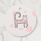 Moderne Whimsical-Rosa-Katze Perfekte Party Geschenkanhänger (Vorderseite)