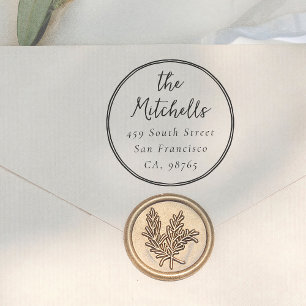 Moderne Whimsical-Runde Hochzeit-Rücksende-Adresse Gummistempel