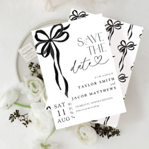 Moderne Whimsical Schwarze Bogen Schrift Save-the- Einladung