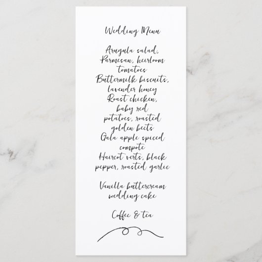 Moderne Whimsical Scribble Doodle Wedding Menükarte (Vorderseite)