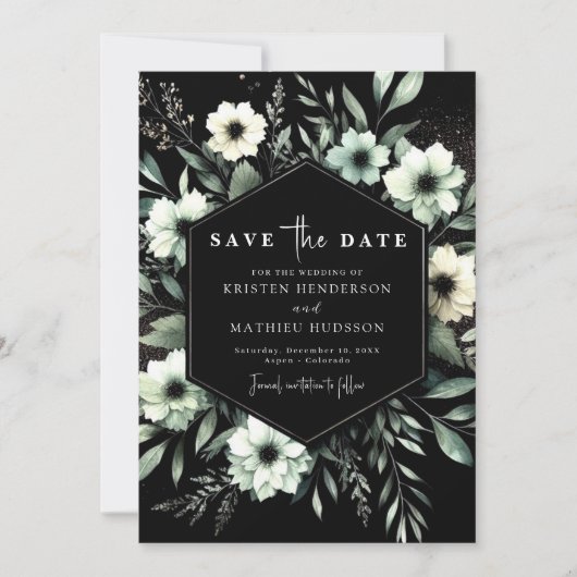 Moderne whimsical Typografy Sage Green Wedding Save The Date (Vorderseite)