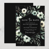 Moderne whimsical Typografy Sage Green Wedding Save The Date (Vorne/Hinten)