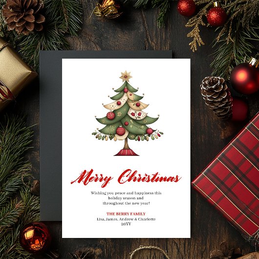 Moderne Whimsical-Weihnachtsbaum-Grußlayout Feiertagskarte