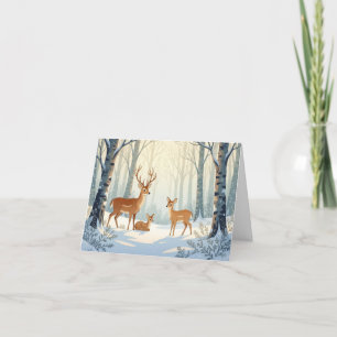 Moderne Whimsical Winter Hirsche Familienurlaubska Dankeskarte