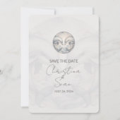 Moderne Whimsy-Delphine Hochzeit retten die Datums Save The Date (Vorderseite)
