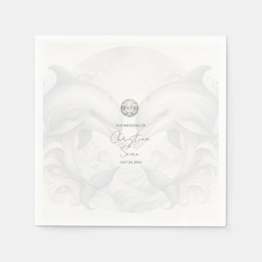 Moderne Whimsy-Dolphin-Hochzeit Serviette (Vorderseite)