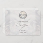 Moderne Whimsy-Dolphin-Hochzeit spart die Datumska Save The Date (Vorne/Hinten)