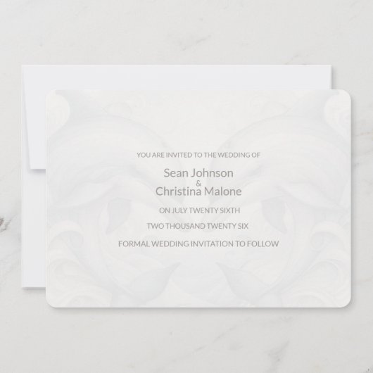 Moderne Whimsy-Dolphin-Hochzeit spart die Datumska Save The Date (Rückseite)