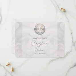 Moderne Whimsy-Dolphin-Hochzeit spart die Datumska Save The Date